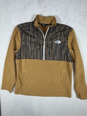 The North Face Large Men’s Zip-Up Fleece Aztec Pullover - Tan and Black Pattern